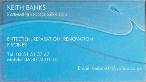 Keith Banks business card swimming pool services Vendee piscine
