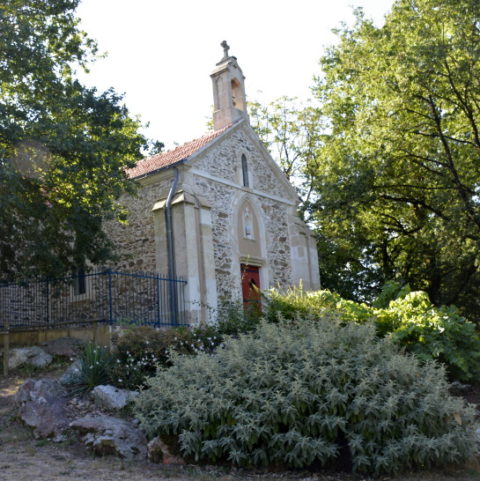 Chapel near lake in Cheffois