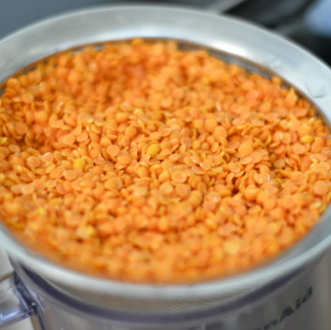 rinsed coral or red lentils