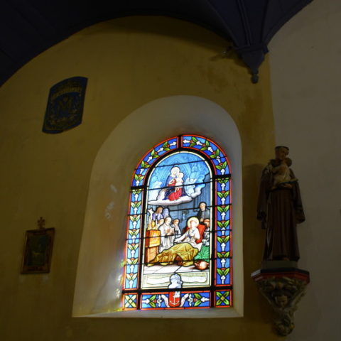 Stain glass window of the Chapelle de la Brossardiere