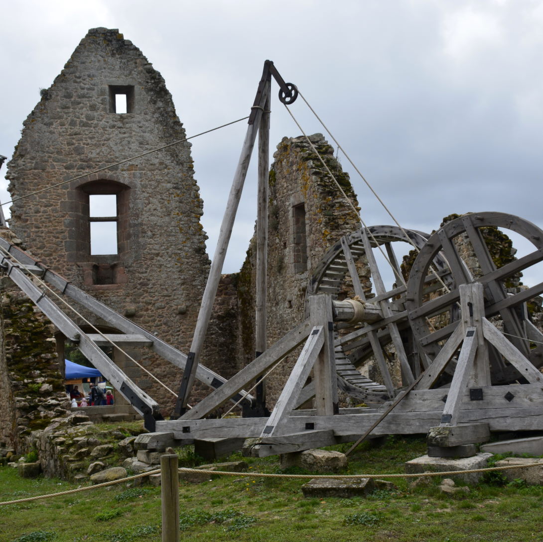 war machines at the medieval festival Chateau de Tiffauges in the Vendee